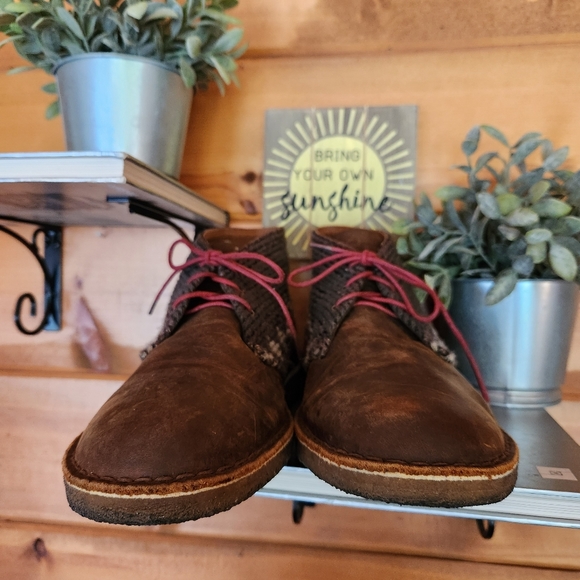 Clarks 💙Woolrich 66303 Leather Aztec Chukka Desert Boot Tribal Crepe Shoe Sz 13 - Picture 4 of 14